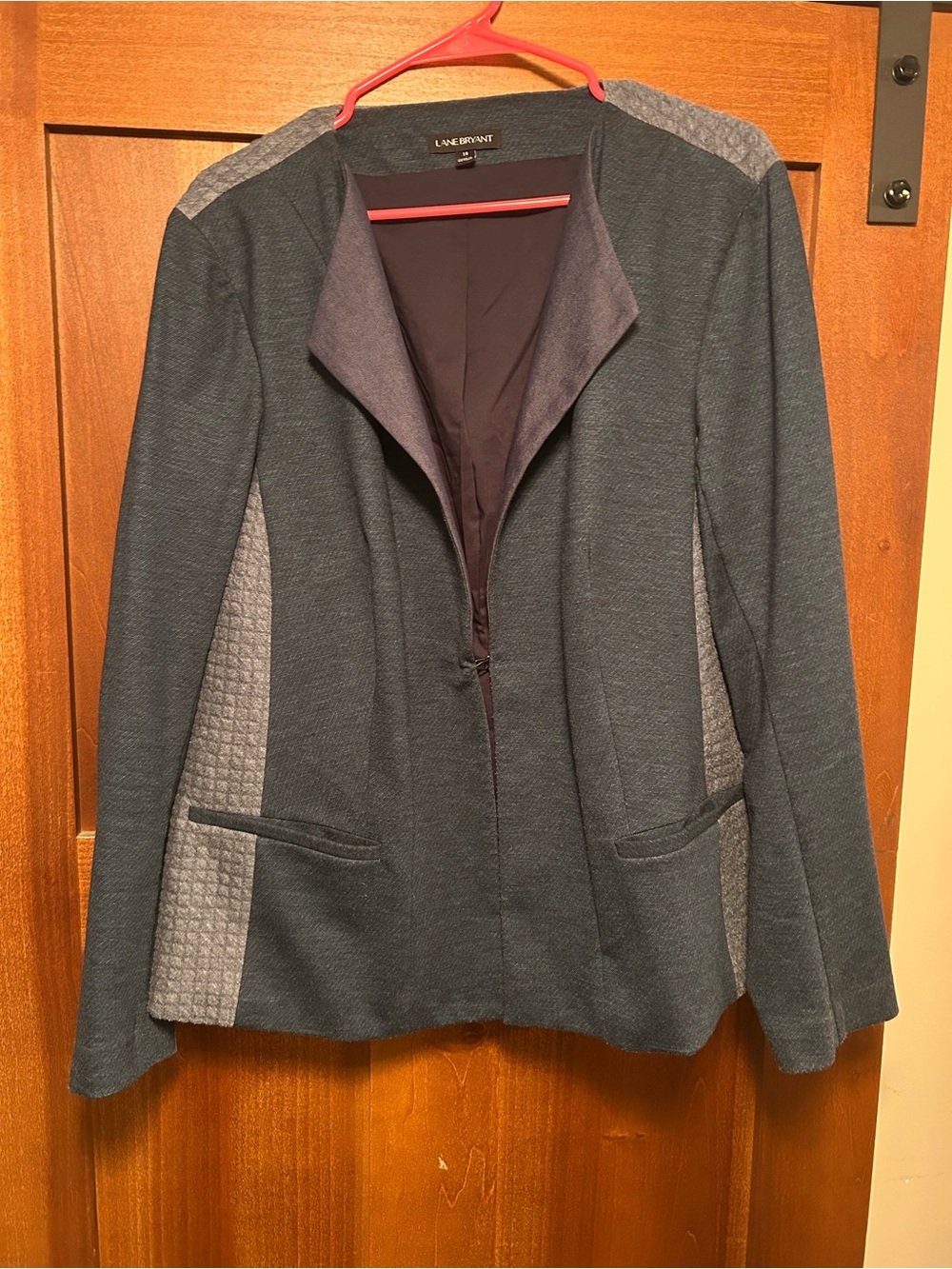 Lane Bryant Blue and Gray Open-Front Blazer